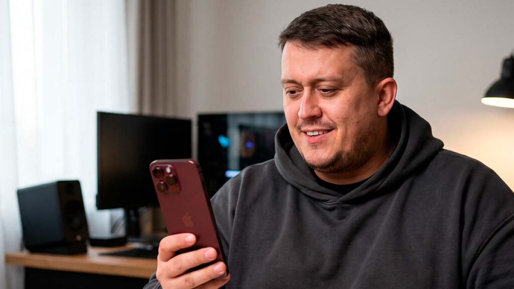 Евгений Зайферт проверяет камеру iPhone